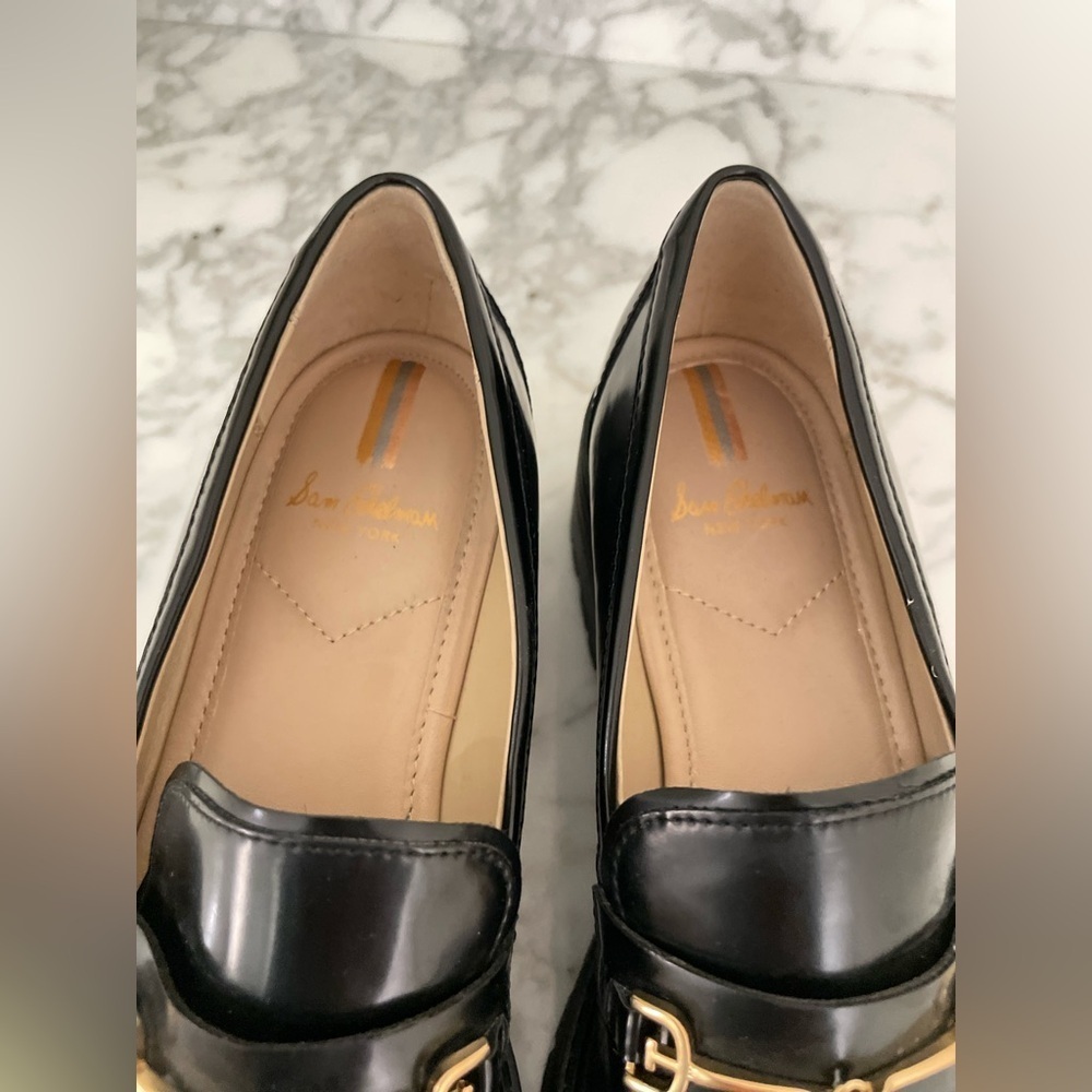 Sam Edelman Chunky Penny Loafers Lug Sole Size 8 Patent Black - Picture 7 of 9
